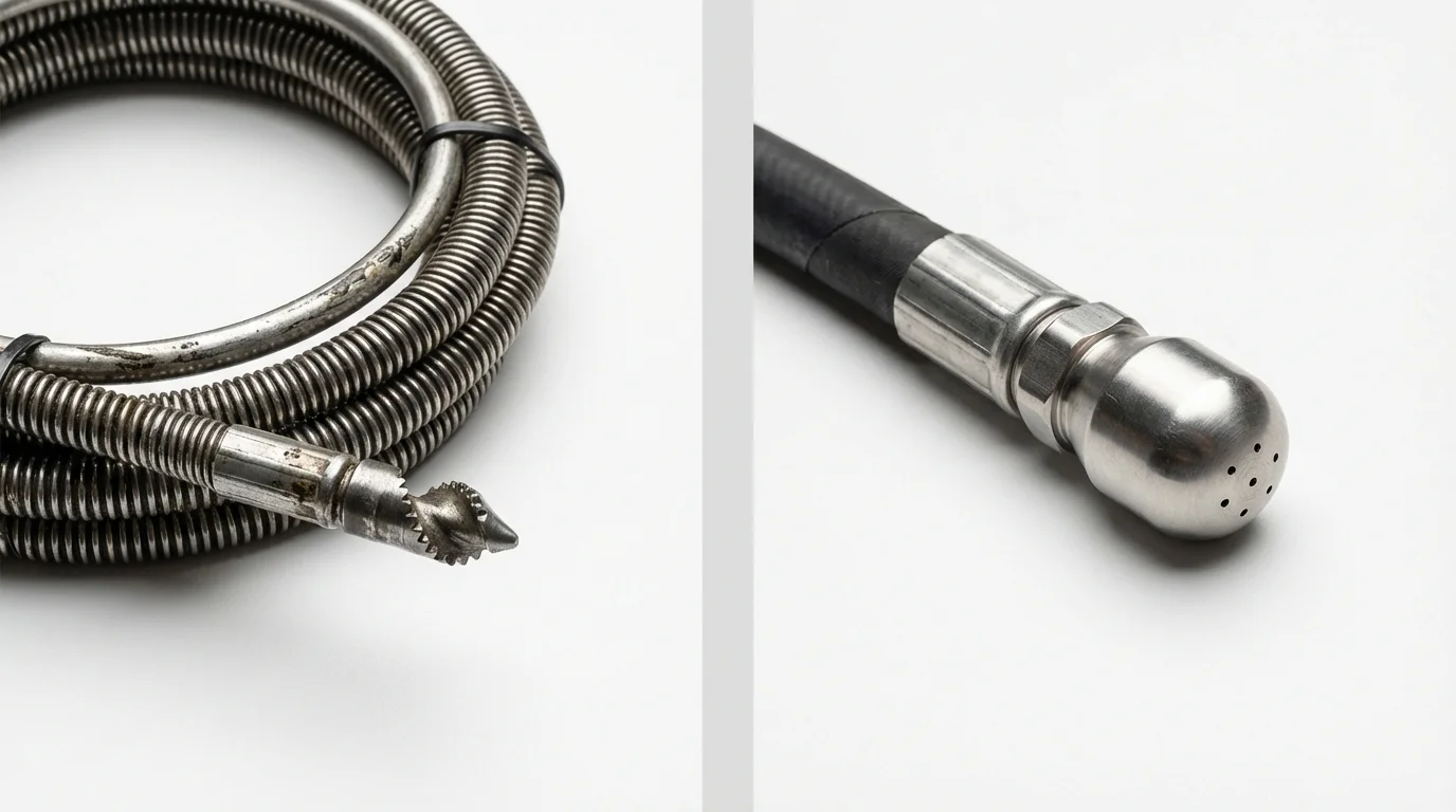 Drain snake cable and hydro jetting nozzle used for drain cleaning in Tremont, IL
